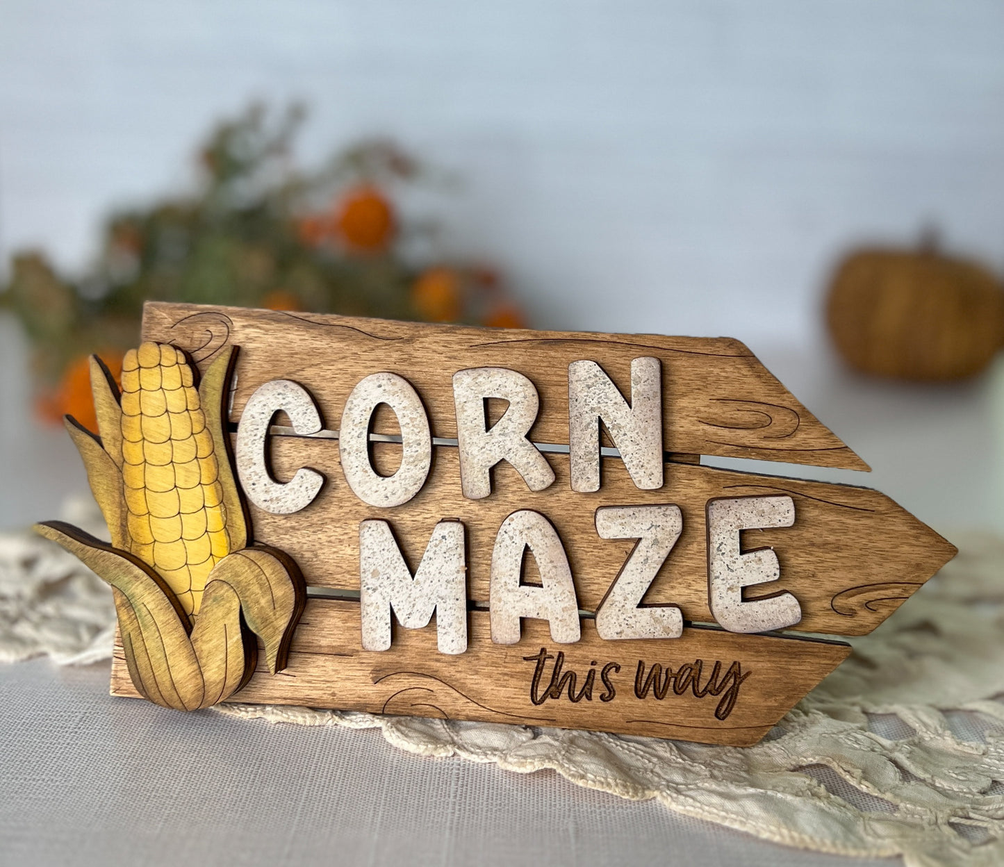 Corn Maze Fall Wooden 3D sign