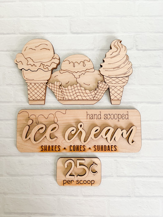 Ice Cream Cones  - ADD ON for Interchangeable Rustic Truck - DIY HOME KIT - NO PAINT INCLUDED