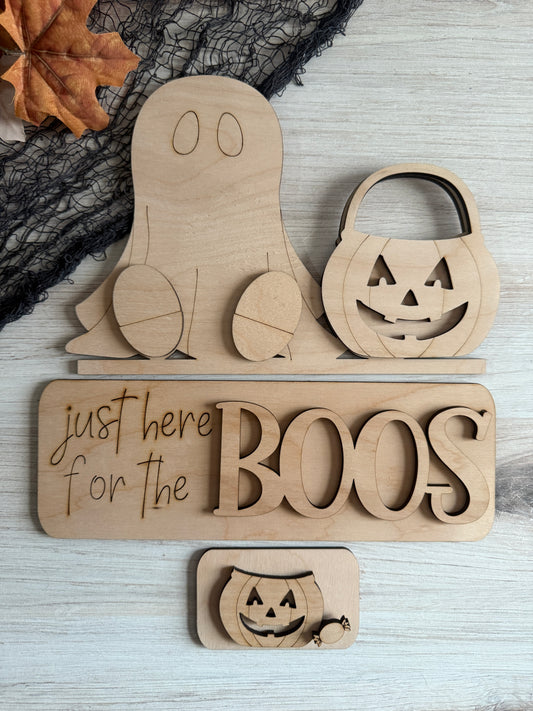 Halloween - Just here for the BOO  - ADD ON for Interchangeable Rustic Truck / Basket - DIY HOME KIT - NO PAINT INCLUDED
