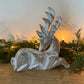 Wood Carved Resting Christmas Deer