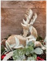 Wood Carved Resting Christmas Deer
