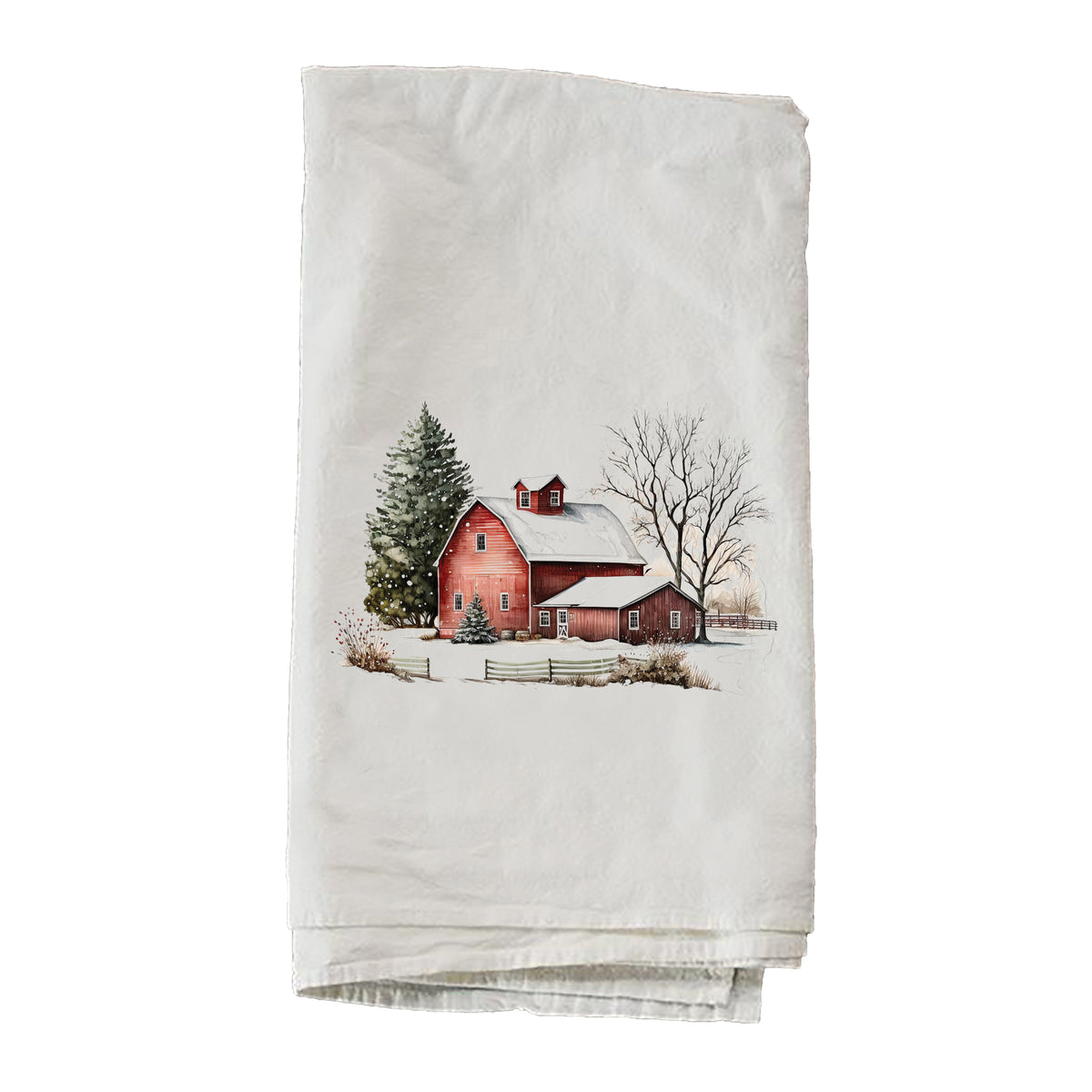Winter Barn With Large Pine Towel
