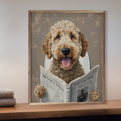 Bathroom Dog Reading The Paper