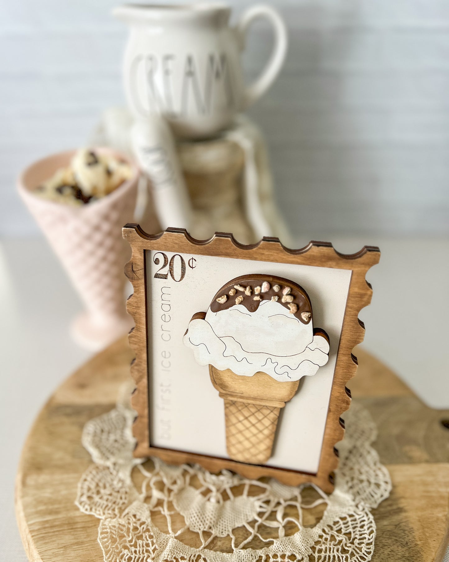 Ice cream postage stamp sign