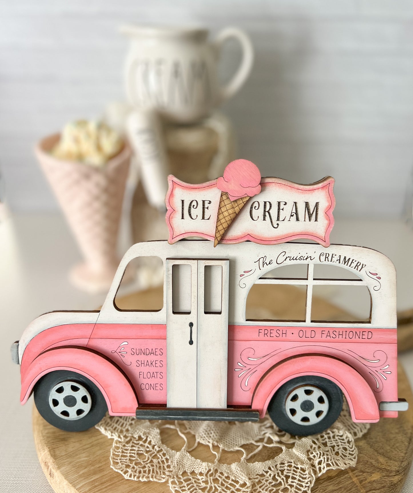 The Crusin' Creamery Ice Cream Truck Wood 3D Sign