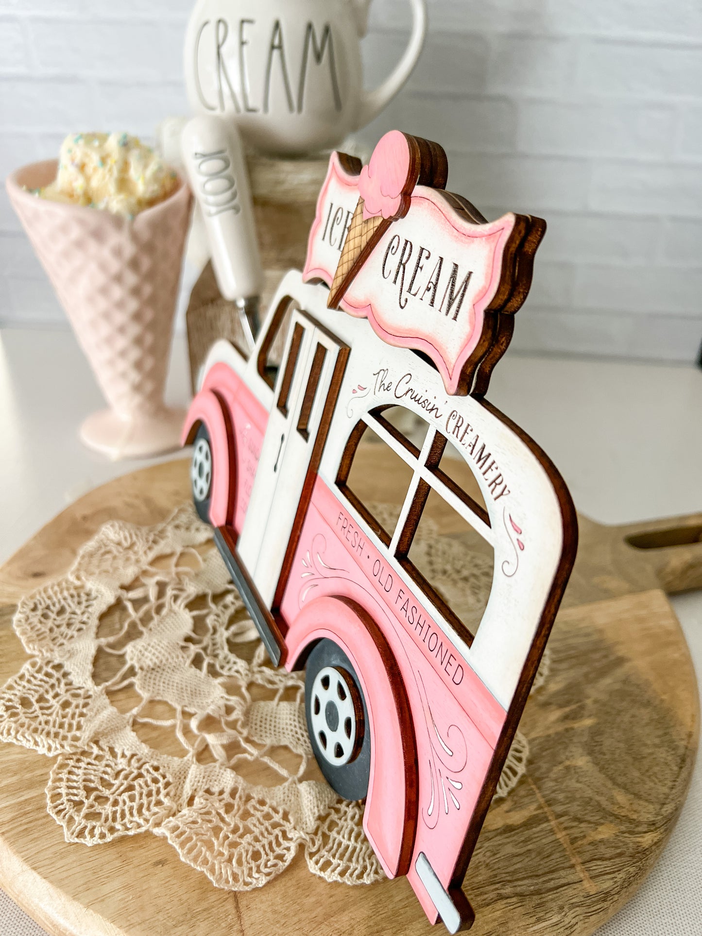 The Crusin' Creamery Ice Cream Truck Wood 3D Sign