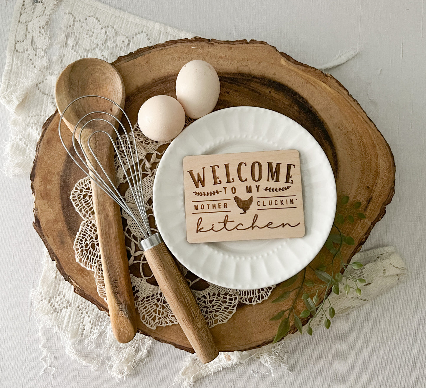 Natural Wood Kitchen Magnets - Welcome to my Mother Cluckin’ Kitchen