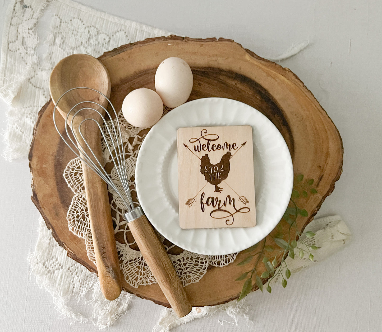 Natural Wood Kitchen Magnet - Welcome to the farm