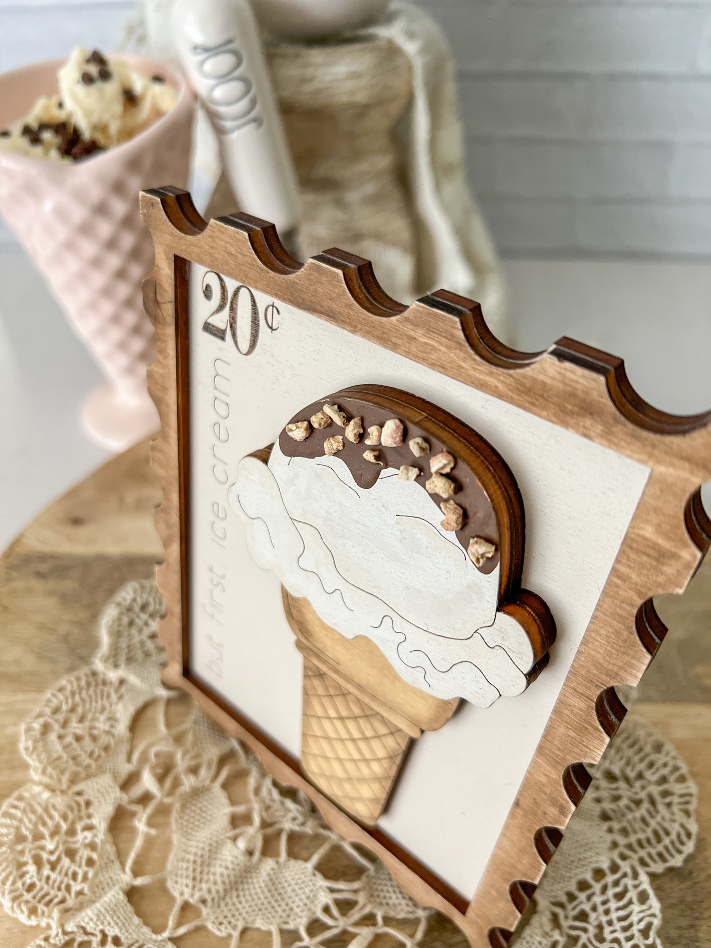 Ice cream postage stamp sign