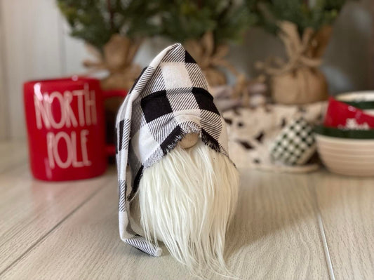 Black/White Buffalo Plaid Gnome