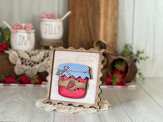 Strawberry Jam Vintage Postage Stamp 3D Wood Sign