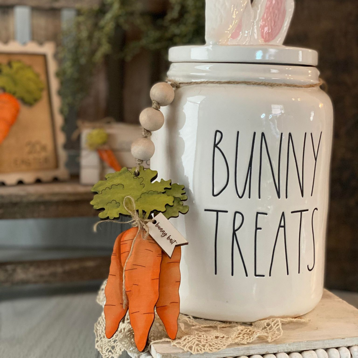 Carrot Easter Wood Bead Canister Garland