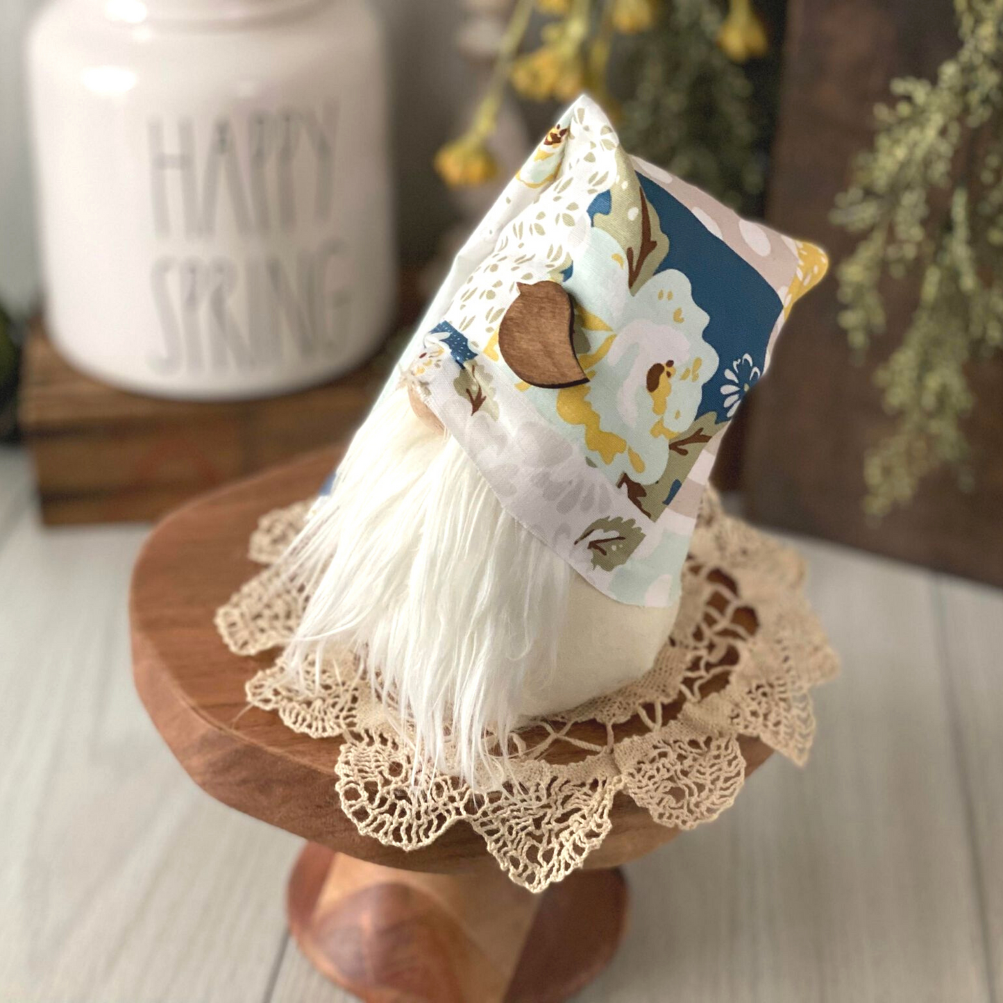 Spring Patchwork Quilt Bird Gnome