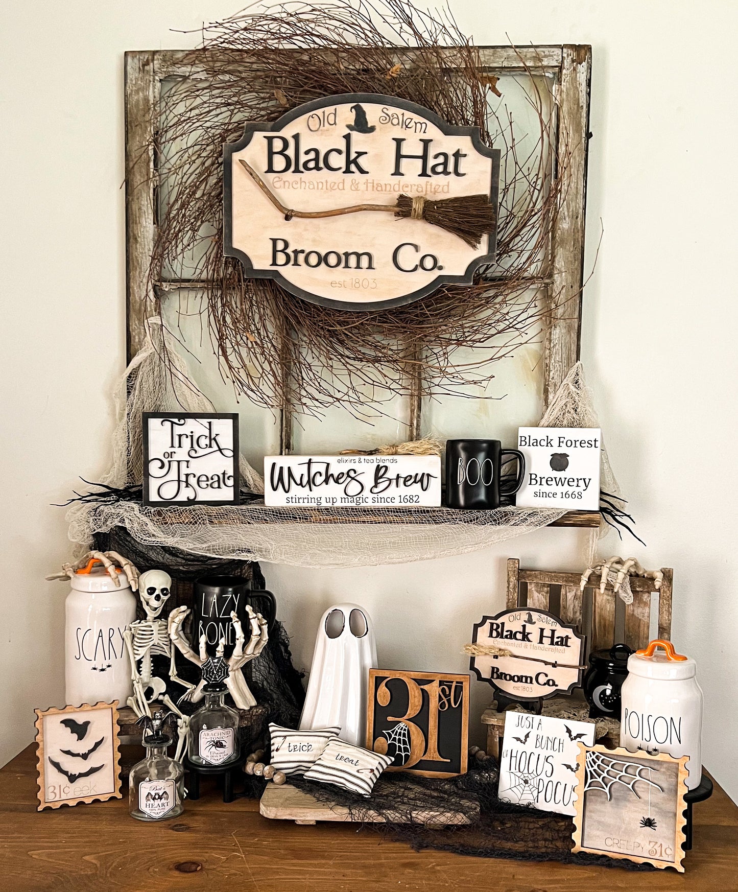 Black Hat Co. Halloween large wall 3D wood Sign