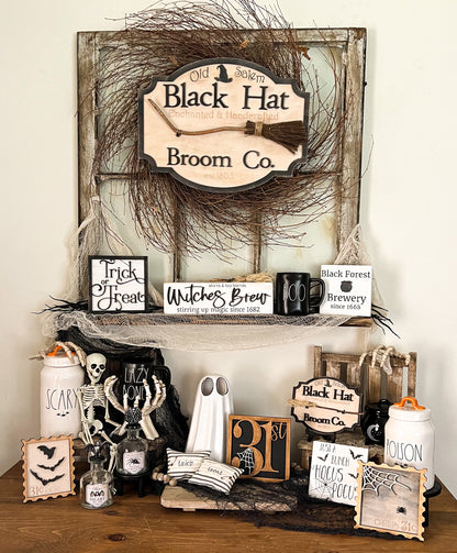 Black Hat Co. Halloween large wall 3D wood Sign