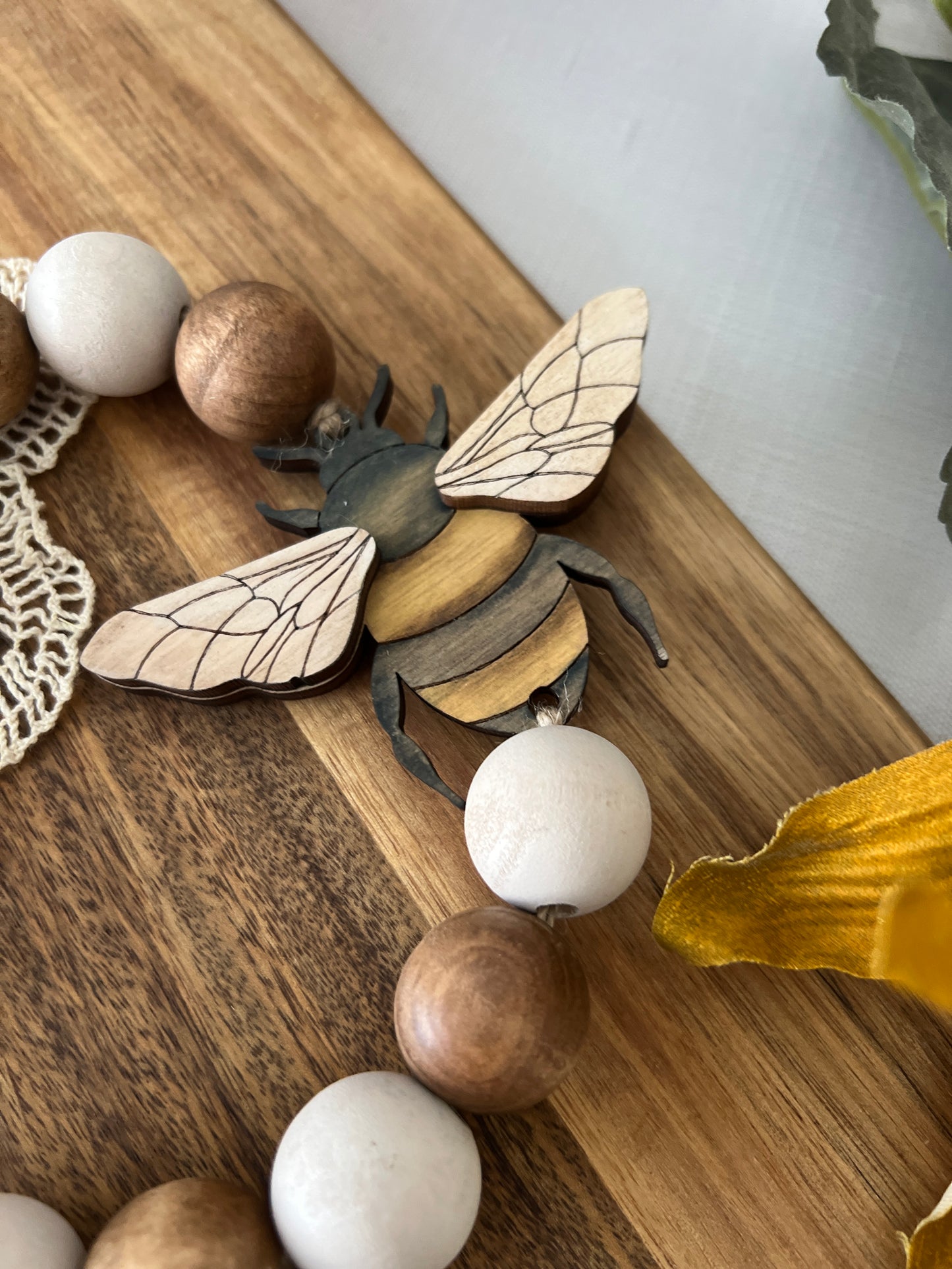 Honey Bee 3D Wood Bead Garland Set