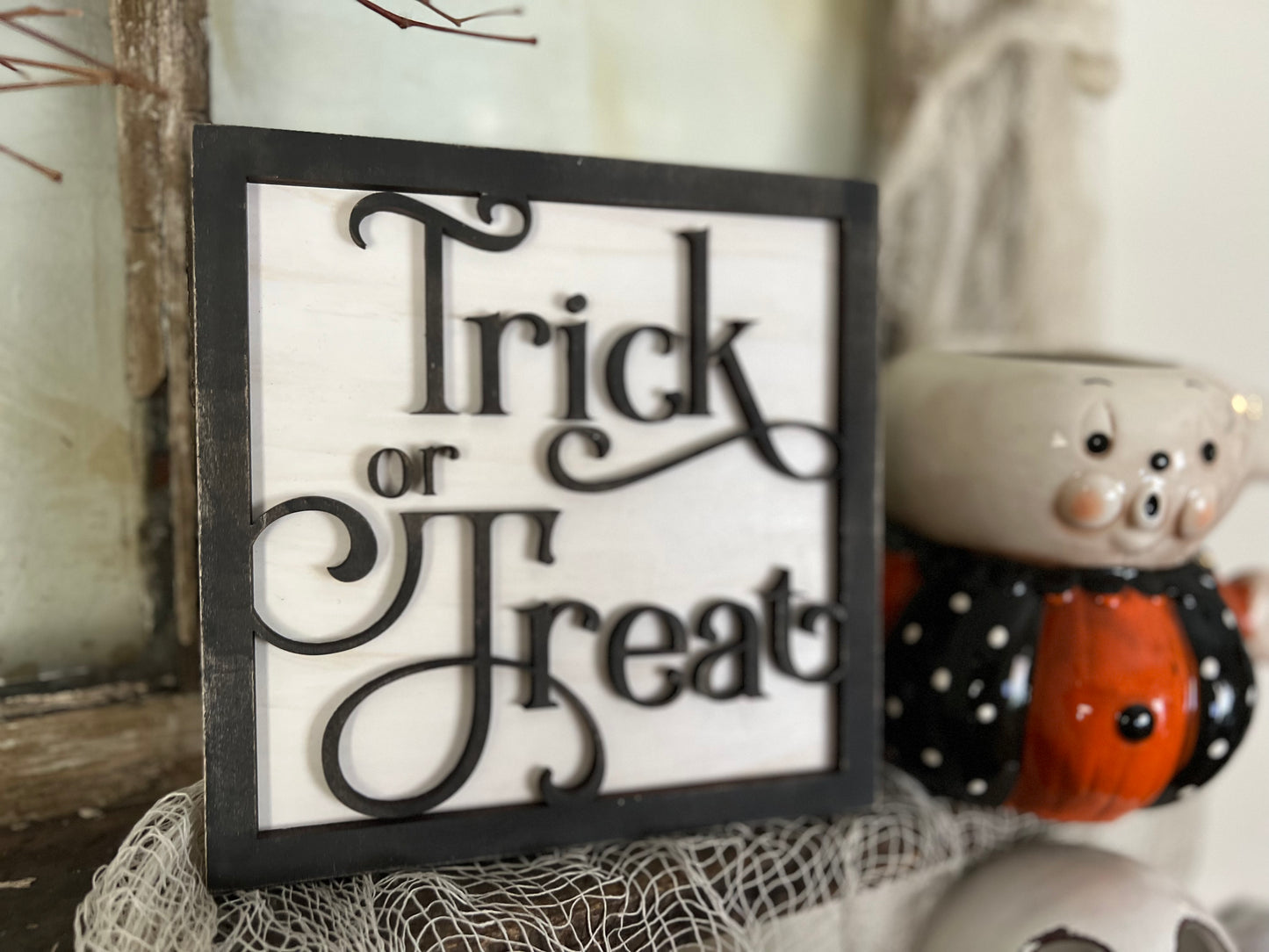 Trick OR Treat Halloween 3D Square Sign