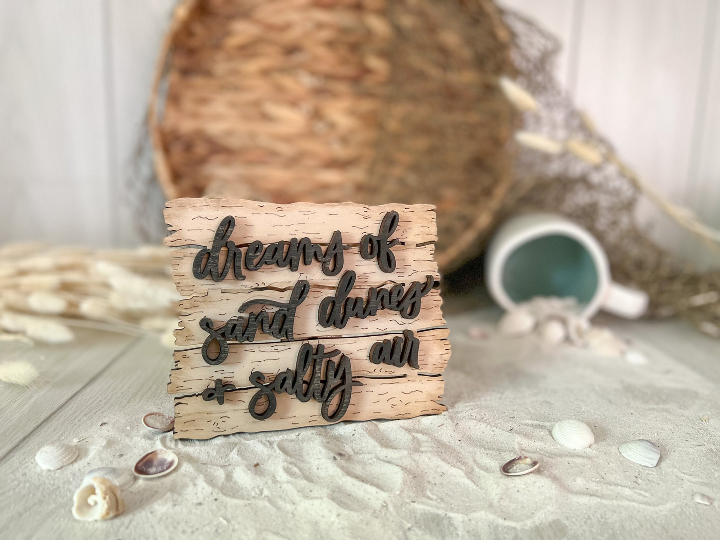 Sand dunes Beach driftwood Wood 3D sign