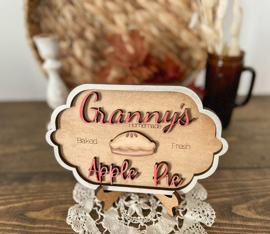 Granny's Apple Pie 3D Sign