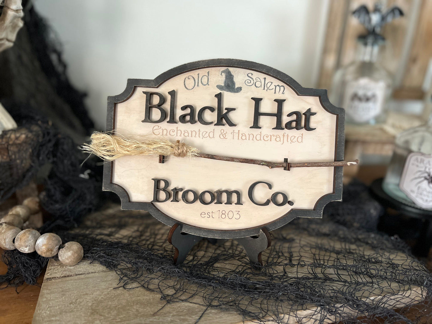 Black Hat Co. Halloween small 3D wood sign