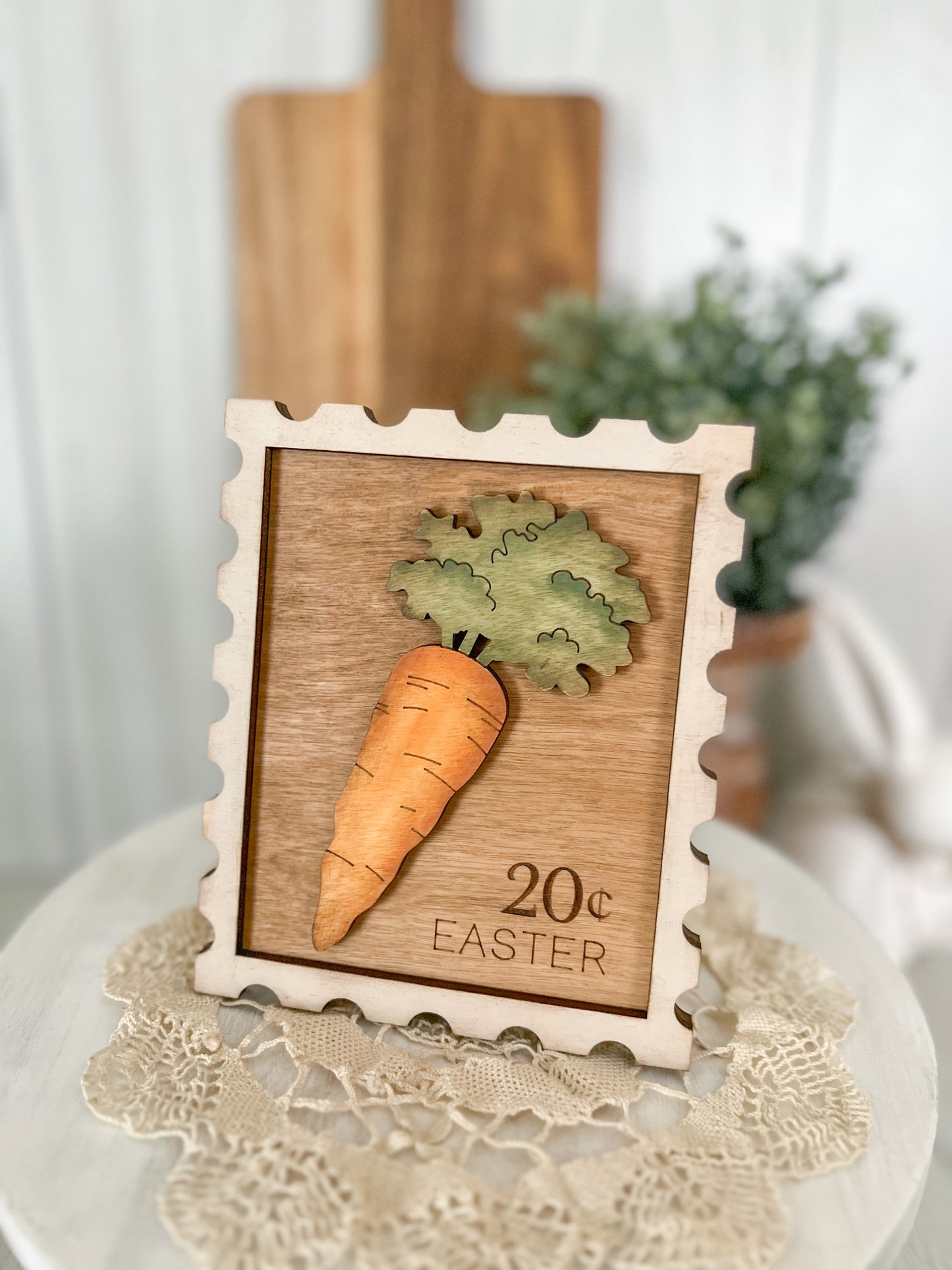 Carrot Postage Stamp Wood 3D Sign