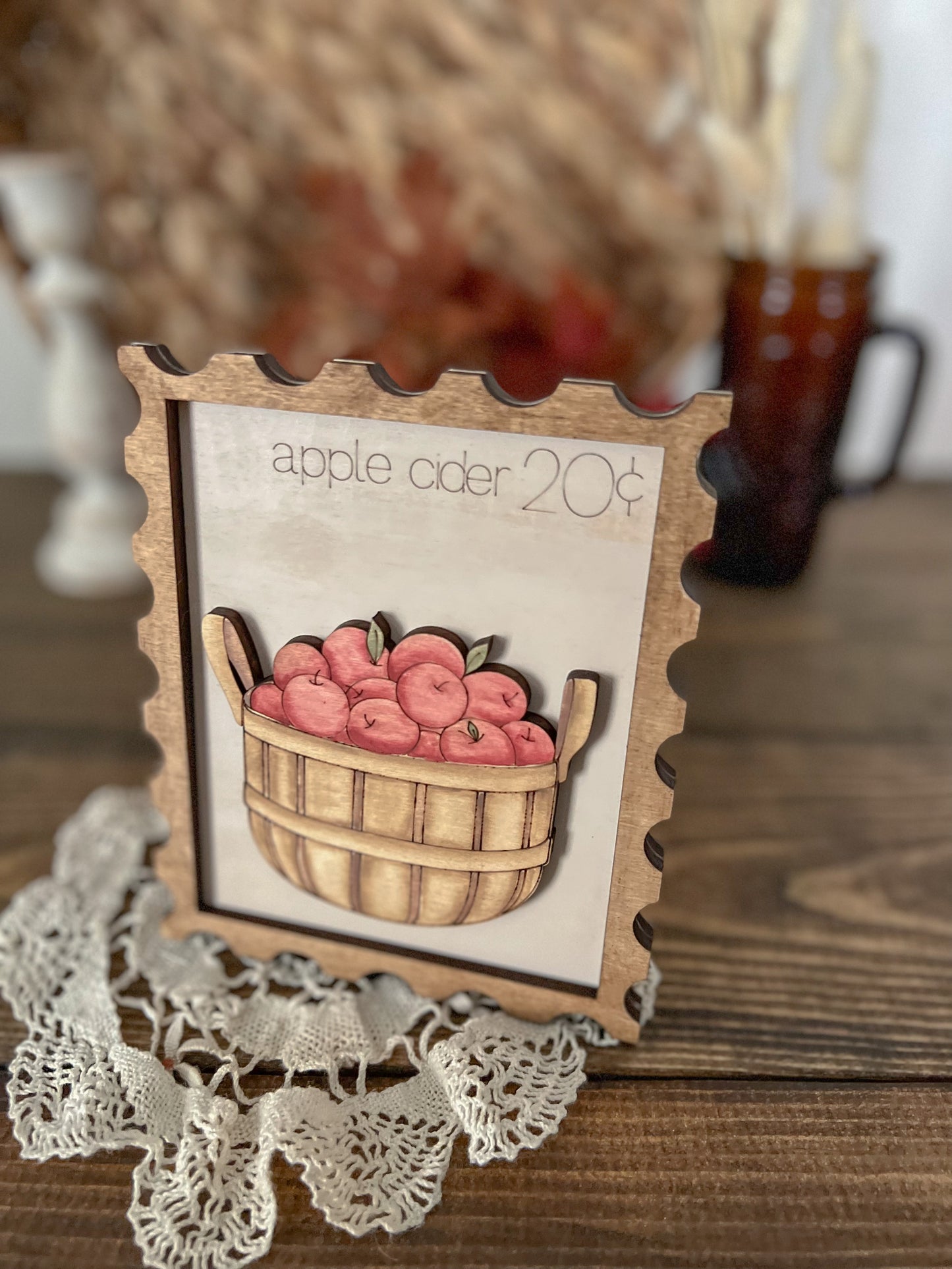 Apple Cider Postage Stamp 3D Sign