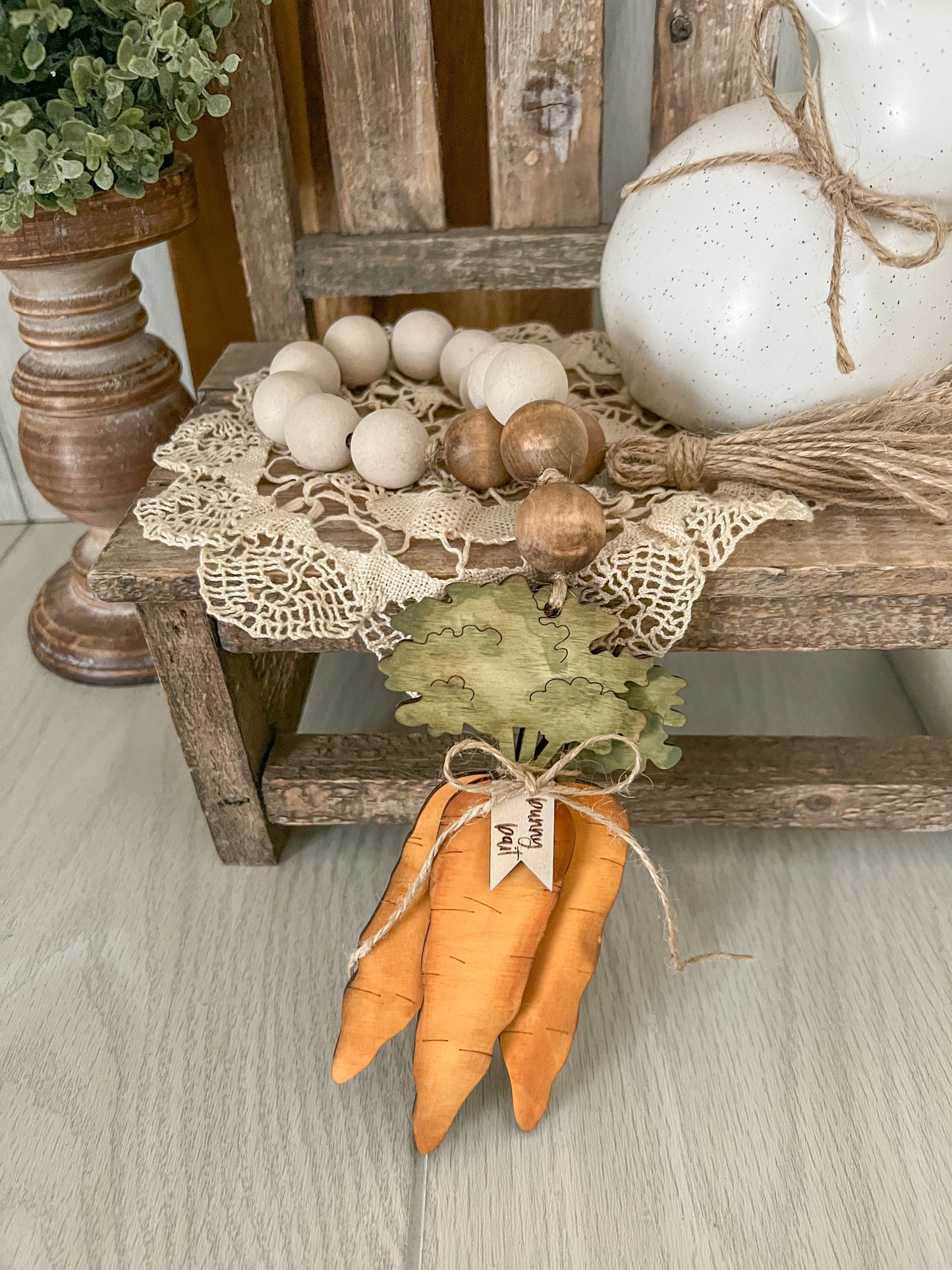 Carrot Bundle Wood Bead Garland