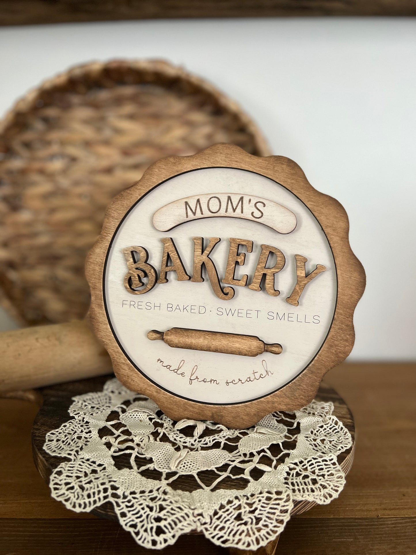 Personalized Bakery 3D wood sign interchangeable