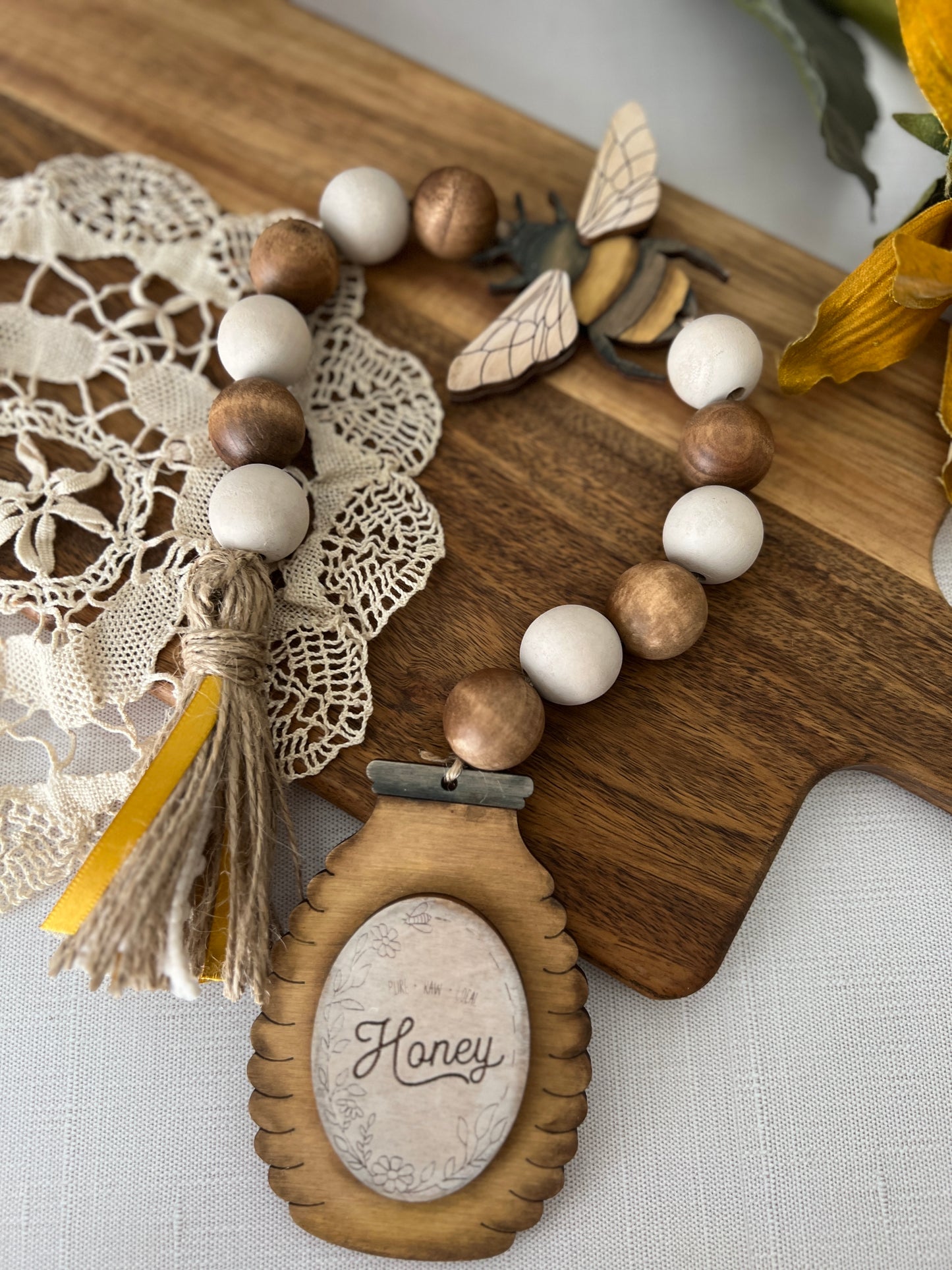 Honey Bee 3D Wood Bead Garland Set