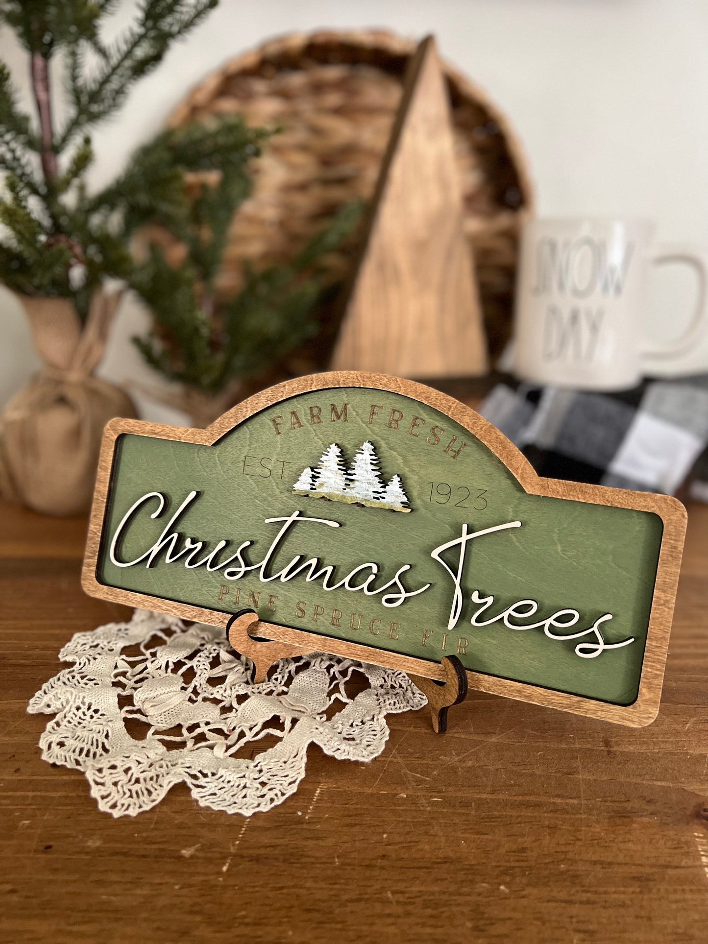 Farm Fresh Christmas Tree Wood 3D plaque sign