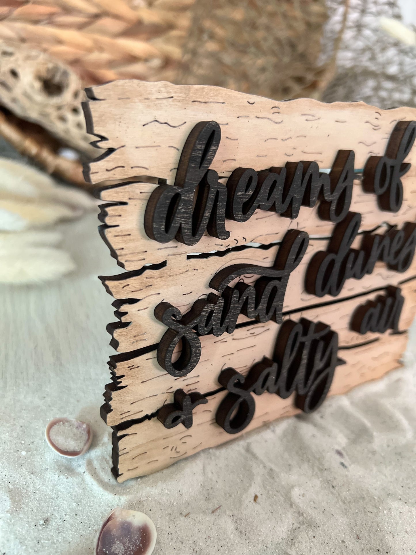 Sand dunes Beach driftwood Wood 3D sign