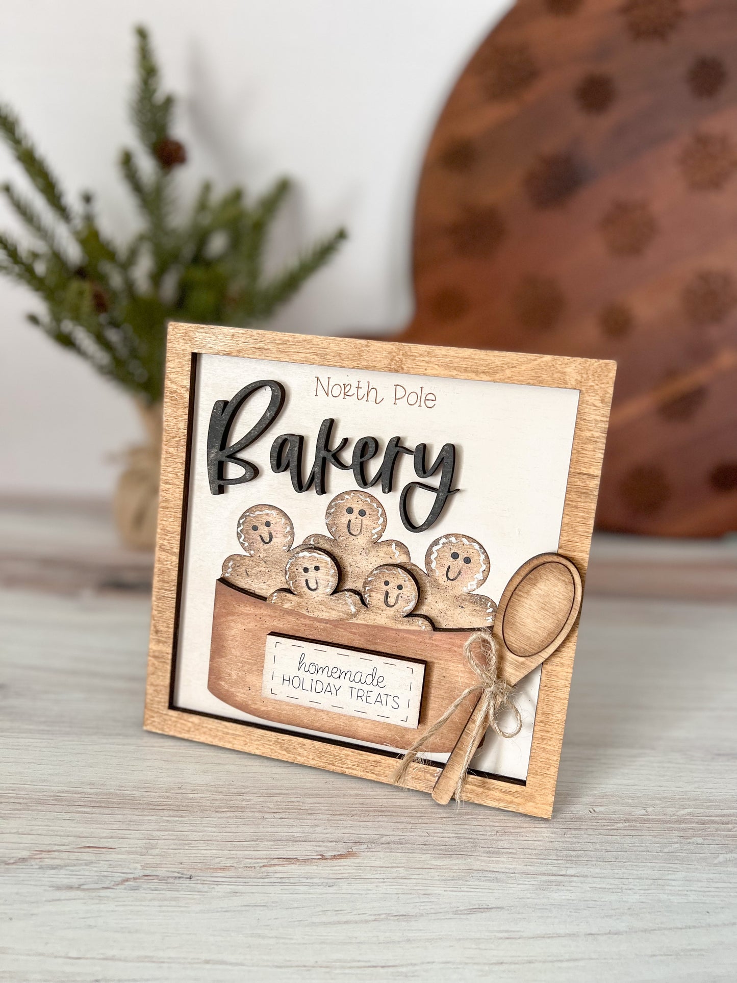 North Pole Christmas Gingerbread Bakery 3D wood sign