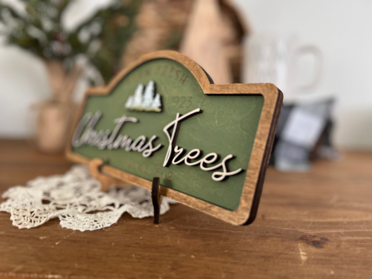 Farm Fresh Christmas Tree Wood 3D plaque sign