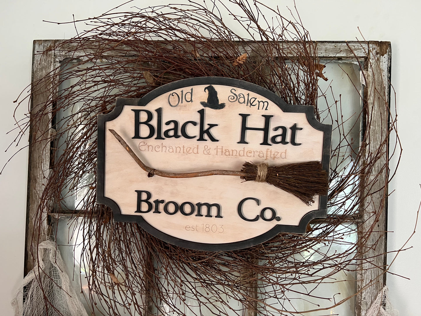 Black Hat Co. Halloween large wall 3D wood Sign