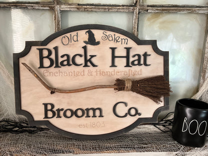 Black Hat Co. Halloween large wall 3D wood Sign