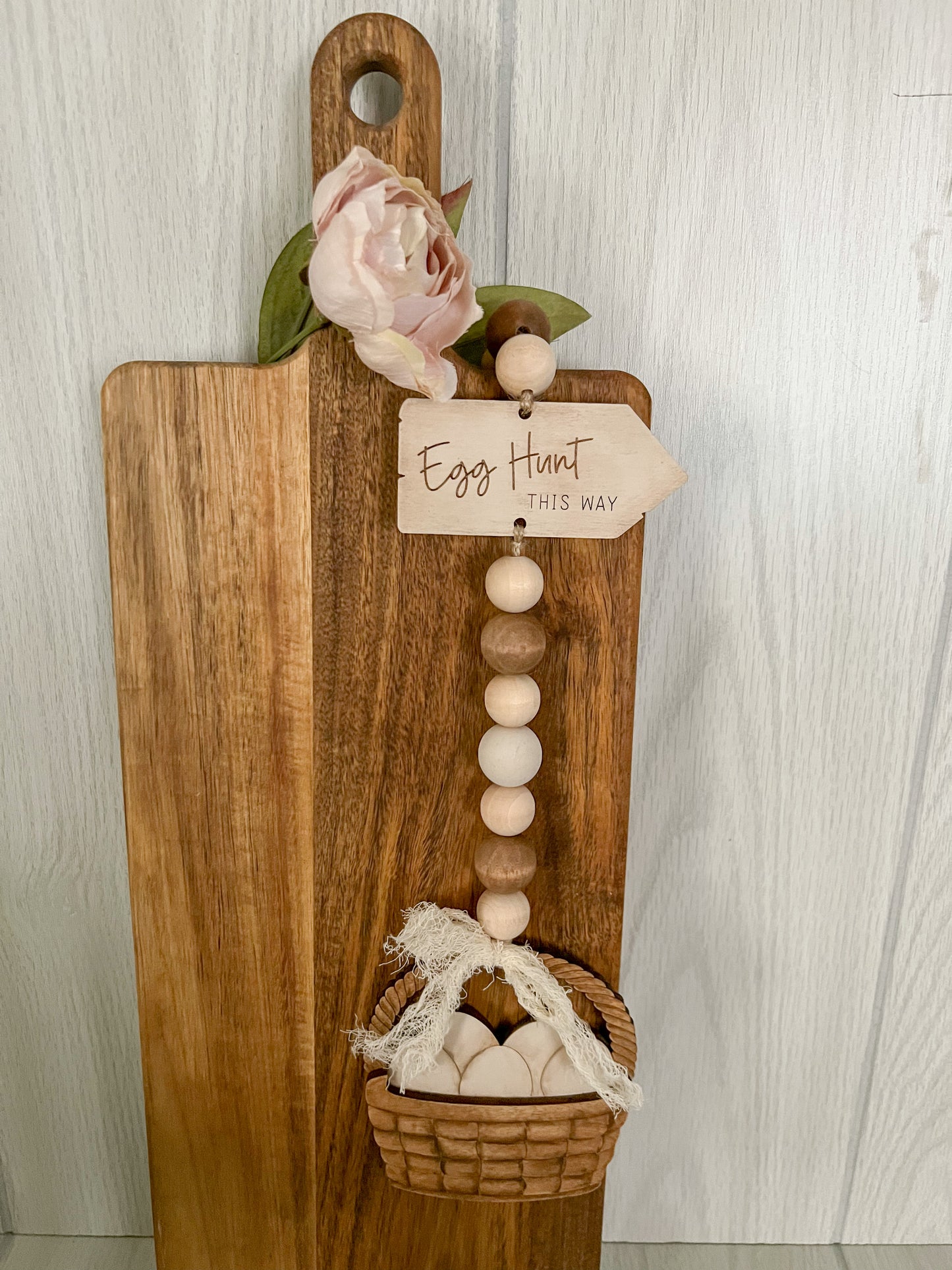 Easter Egg Basket 3D Wood Bead Garland