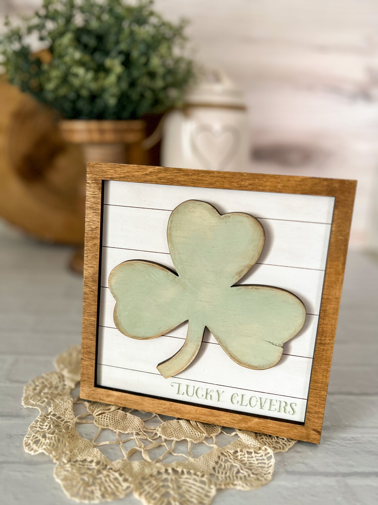 Shiplap St Patrick's Day Shamrock Wood 3D Sign