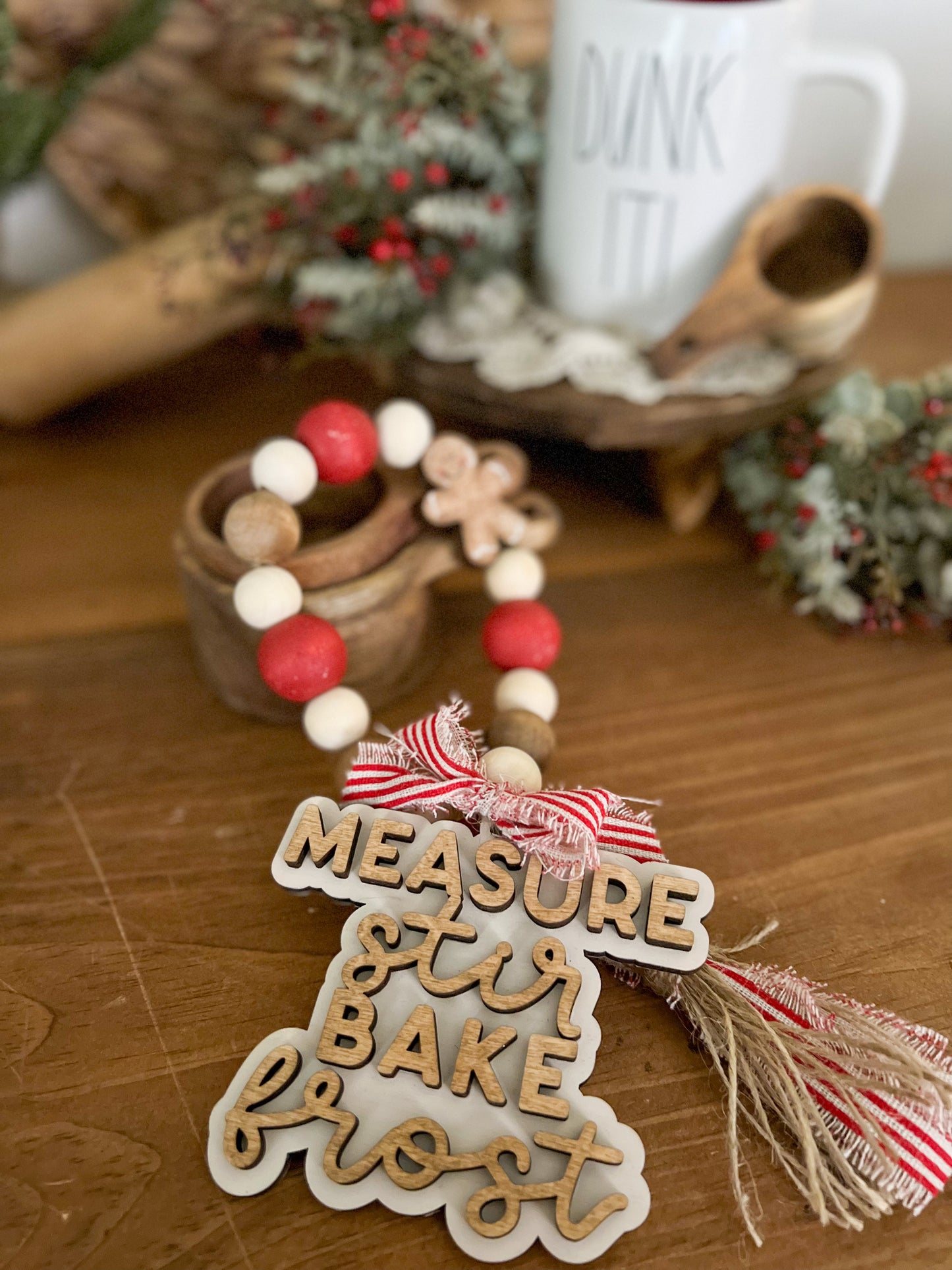 Gingerbread Christmas Bakery wood bead garland