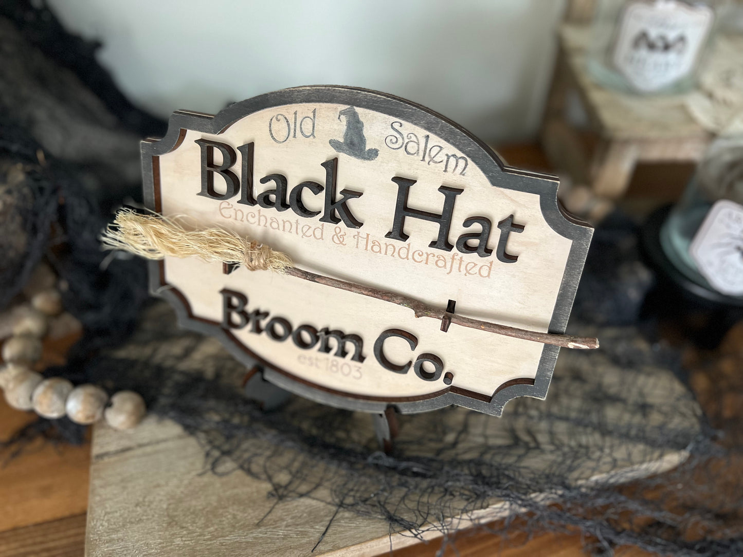 Black Hat Co. Halloween small 3D wood sign