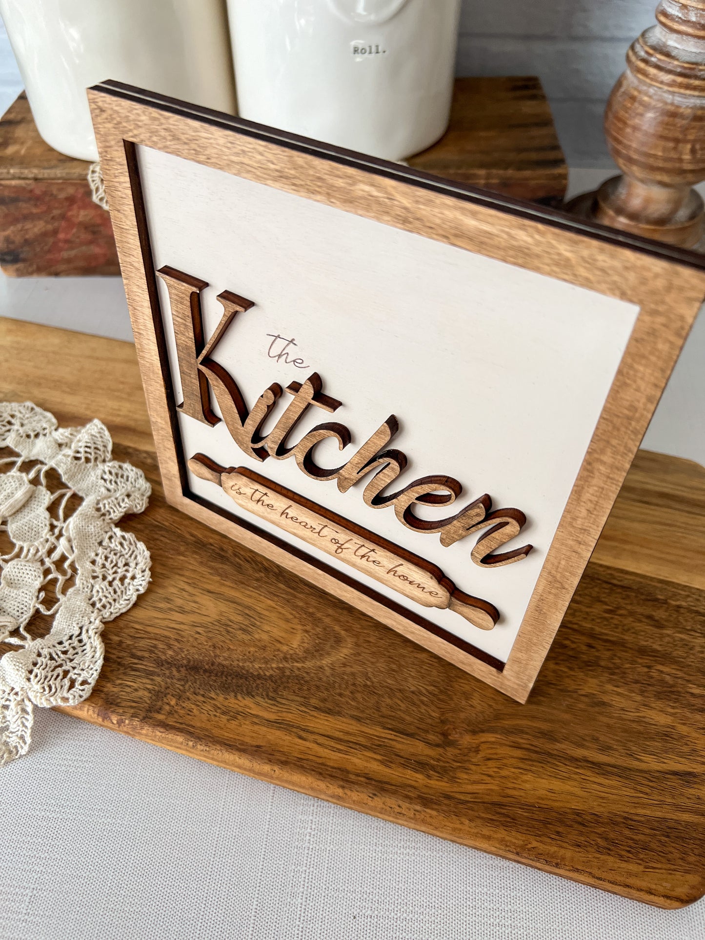 Neutral Kitchen wood 3D sign