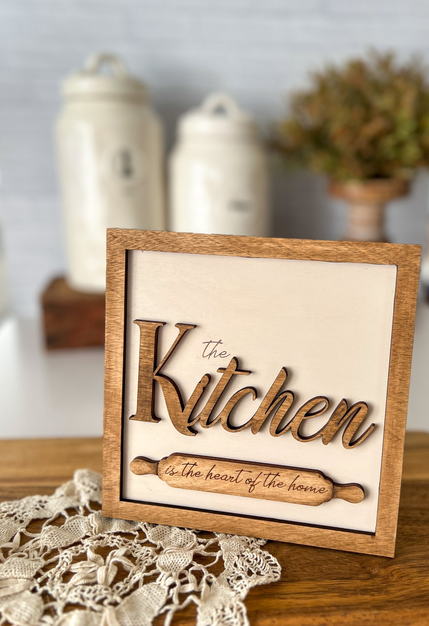 Neutral Kitchen wood 3D sign