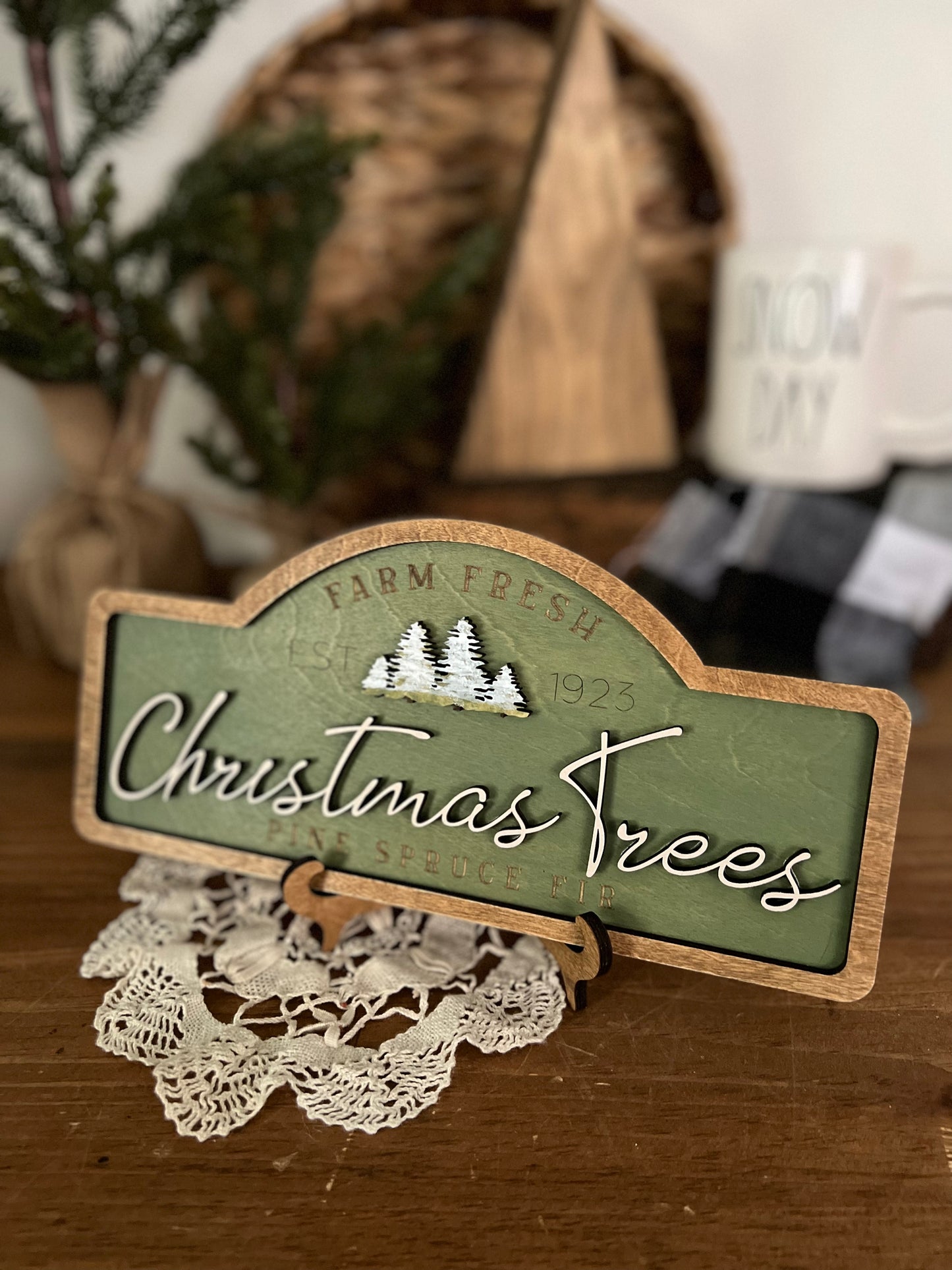 Farm Fresh Christmas Tree Wood 3D plaque sign