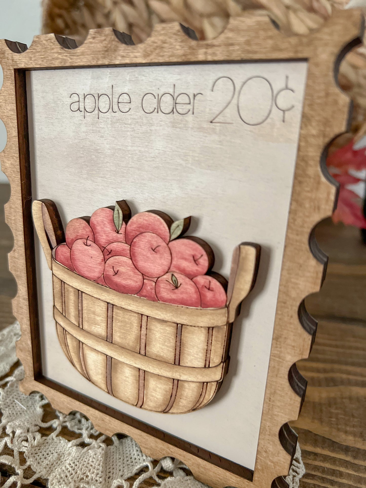 Apple Cider Postage Stamp 3D Sign