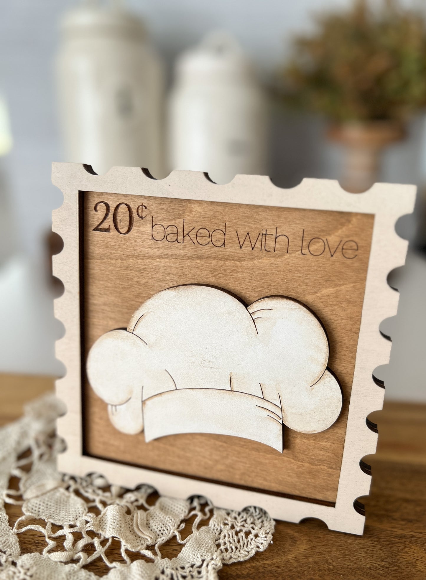 Chef Hat Kitchen Stamp 3D wood sign