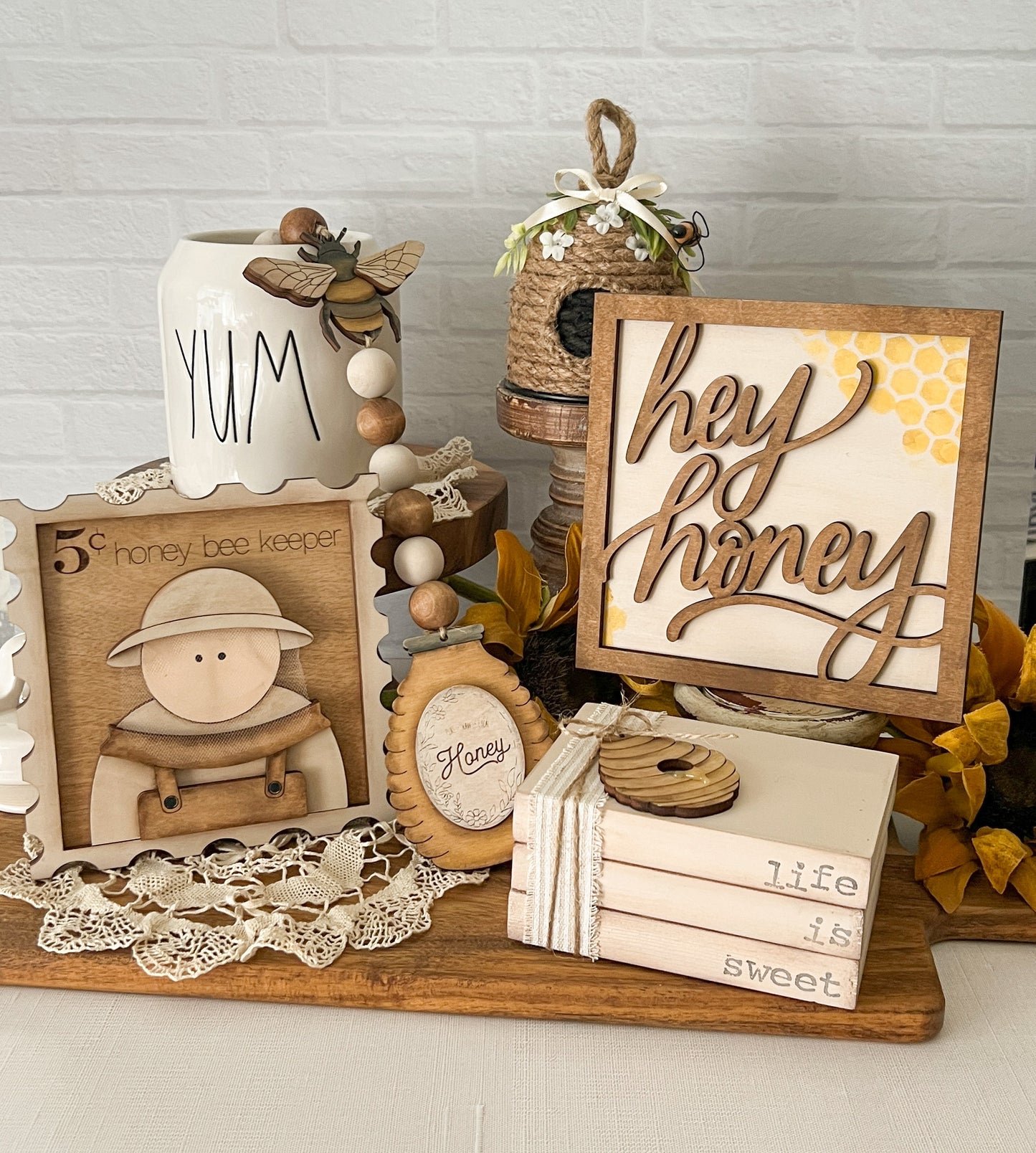 Honey Bee Keeper Stamp Wood 3D Sign