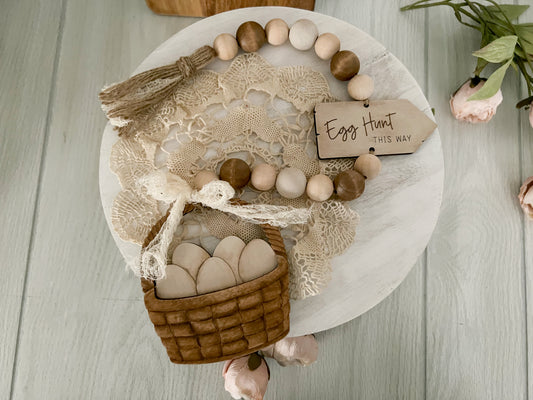 Easter Egg Basket 3D Wood Bead Garland