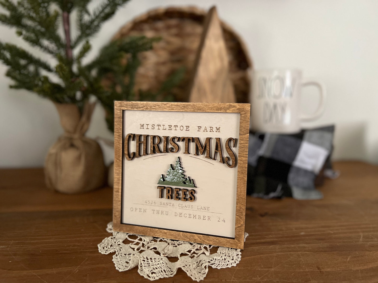 Christmas Tree Farm square 3D sign