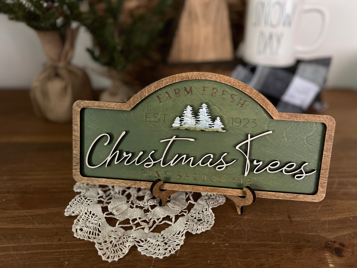 Farm Fresh Christmas Tree Wood 3D plaque sign