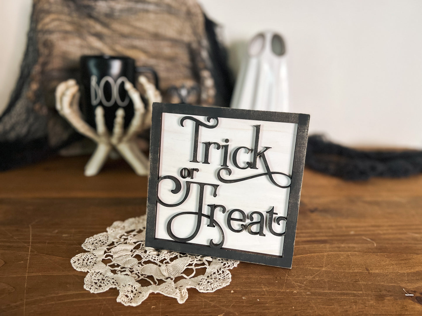 Trick OR Treat Halloween 3D Square Sign